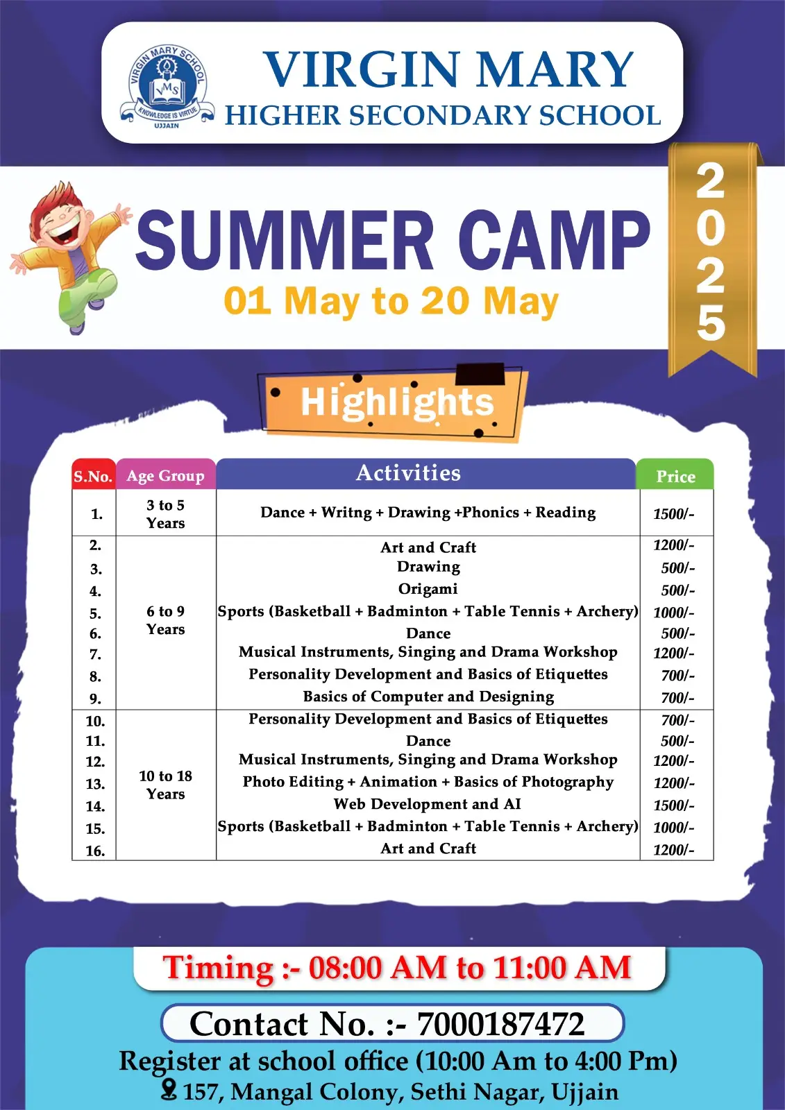 Summer Camp-2025 | Virgin Mary School, Ujjain